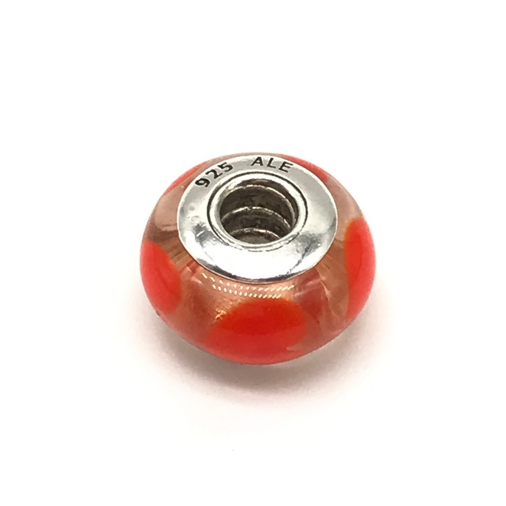 Pandora Orange Hearts Murano Glass Charm - Picture 4 of 5